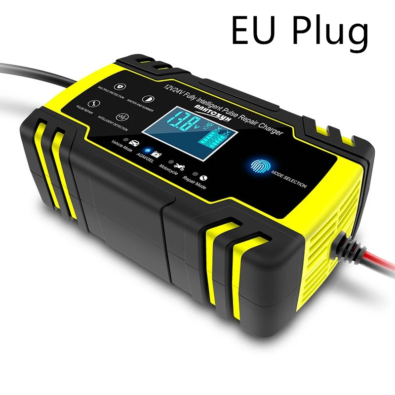 Полностью автоматическая машина для автомобиля Батарея Зарядное устройство Мощность импульсный ремонт Зарядное устройство s Влажная и сухая свинцово-кислотный Батарея-Зарядное устройство цифровой ЖК-дисплей Дисплей 12 V/24 V 8A - Цвет: Black-EU Plug