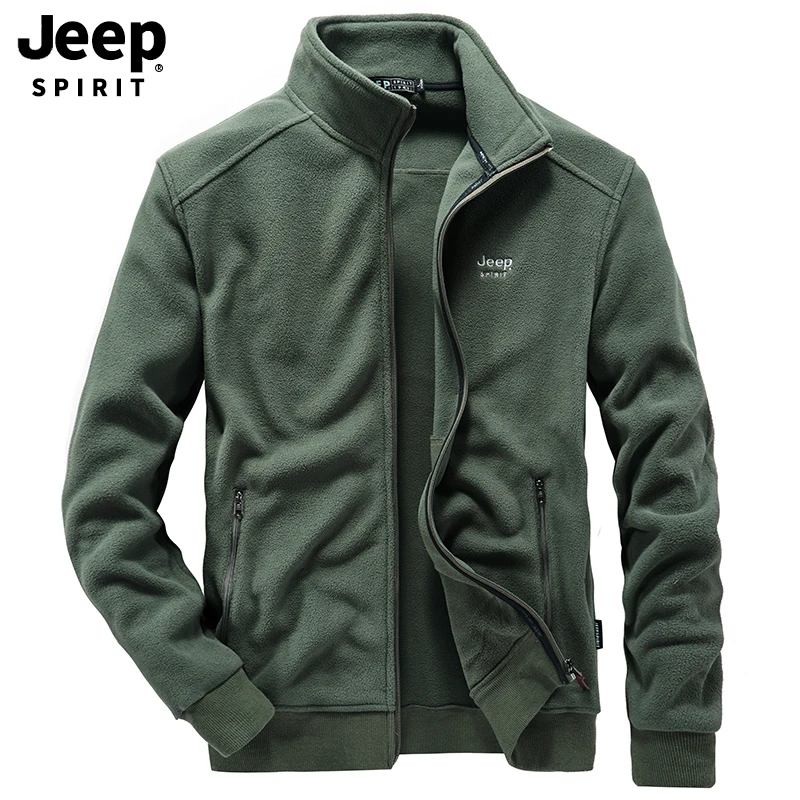 JEEP SPIRIT Brand Autumn Fleece Jacket Men Casual Warm Stand Collar Military Jacket Windbreaker Aut