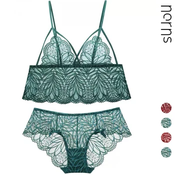 

Norns Ultra Thin Transparent Breathable Sexy Lace Ladies Underwear Bra Retro Bra Set