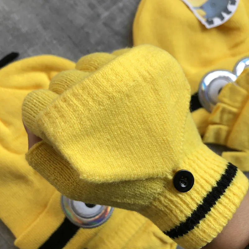 Мультфильм gorro шапочка капот желтый Миньоны шерстяная шапка Панама Гадкий подходят для взрослых зимние шапки для мужчин и женщин