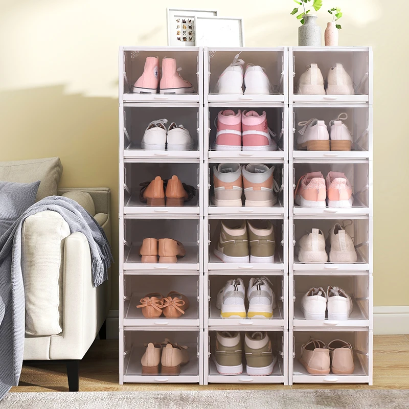 Caja apilable para organizar zapatos, 6 unidades gruesas y para almacenar calzado de polvo|Estantes para zapatos y zapateros| - AliExpress