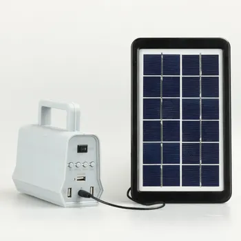 Power Panel LED Solar Generator Kit Bluetooth Speaker USB Charger Home System + 2 LED Bulbs Outdoor Lighting Smartphone Charging 2
