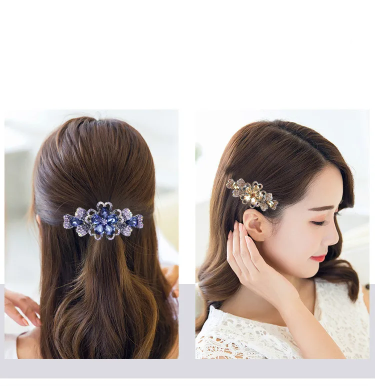 banana hair clips 2020 Flower Crystal Hair Spring  Clips For Women Flower Hairpins Barrette Rhinestone Hair Headdress Accessories head scarves for women