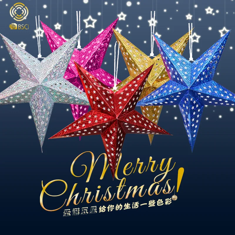 

Christmas Decoration Articles Laser Star Stereo Pentagon Hanging Articles Festival Articles Decoration Ceiling Hanging Wholesale