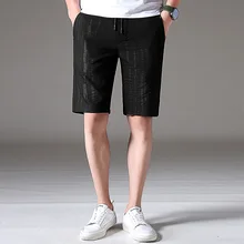 Мужские шорты, уличная одежда, повседневные мужские шорты с эластичной резинкой на талии, мужские летние шорты, мужские черные шорты-бермуды для мужчин