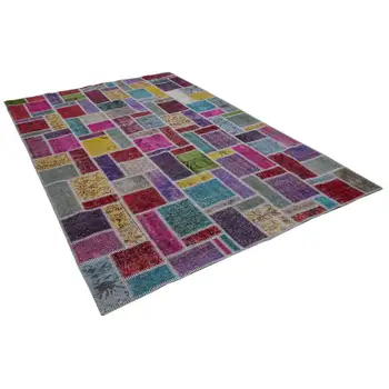

190x288 Cm Multicolor Handmade Modern Patchwork Rug-6x9 Ft