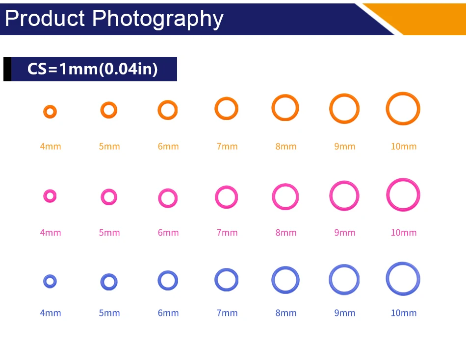 20 шт./лот разноцветный силиконовый каучук o-образный кольцо круглого сечения из силикона/VMQ Толщина 1 мм OD4/5/6/7/8/9/10/11/12/13 мм-хомут с круглым воротником для мальчиков и девочек резиновая прокладка кольцо