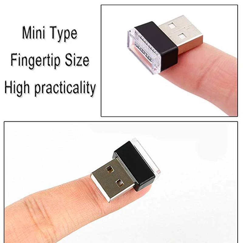 2/4 шт. мини USB светильник салона светодиодный светильник цветные неоновые окружающей среды многоцветная светодиодная лампа ночник автомобиля ювелирные изделия