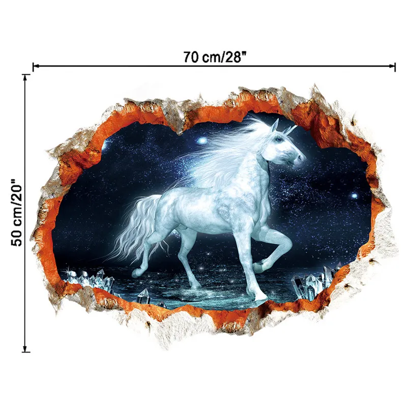 3D настенные наклейки в виде розы, единорога, домашний декор, для детей, девочек, спальни, единорога, Наклейки на стены, свадебные декоративные наклейки, Muraux - Цвет: Многоцветный