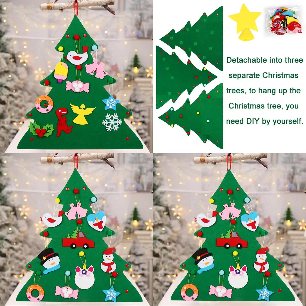 OurWarm DIY Felt Christmas Tree Advent Calendars Xmas Hanging Ornaments Home Decor Happy New Year Children Christmas Gift