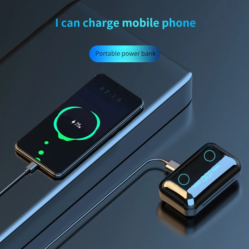 2000MAH Wireless Bluetooth Earphones Touch Control Wired Headphones with Microphone Hifi Earphone TWS Stereo Gaming Headset