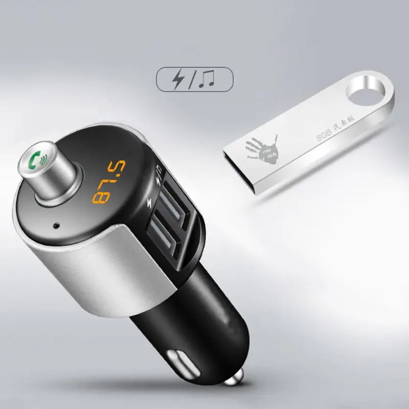 Двойное USB зарядное устройство C27A автомобильный беспроводной Bluetooth fm-передатчик ЖК-дисплей двойной usb зарядка MP3-плеер Радио адаптер