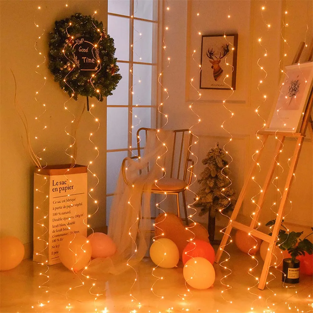 Занавеска гирлянда Рождественская гирлянда светодиодный декоративные огни изящные свадебные светильники праздничный садовый декор - Цвет: A 3x1M