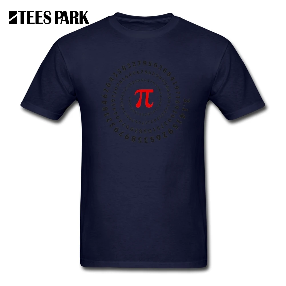 Tees Pi spiral Science Mathematics Math Irrational Number Sequence Math Teacher Men T Shirts Cotton T-Shirt Short Sleeve - Цвет: Navy