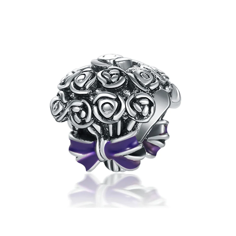 Новинка 2019 оригинальный браслет из сплава с бусинами и цветами фиолетовая