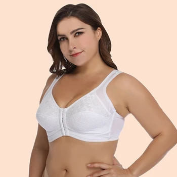 

No Rims Thin Front Buckle Full Cup Sexy Lingeries Women Bras X Vest Breathable Plus Size white women's underwear