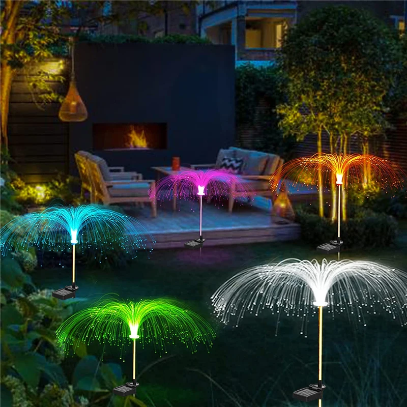 solar fence post lights Solar Jellyfish Lights Waterproof Garden Lights Fiber Optic Lights Luminous Charging Garden Decorative Lights solar led street light