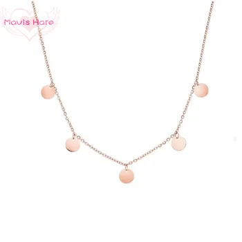

Mavis Hare KALEA Necklace Stainless Steel 5pcs Round Choker Necklace with 8mm Plain Round Pendant as Fashion Lady Gift