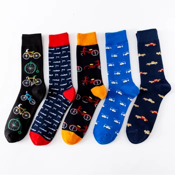 

New Casual Combed Cotton Men's Socks Tend Harajuku Street Hip Hop Funny Socks Colorful Astronaut Rocket Pattern Fashion Socks