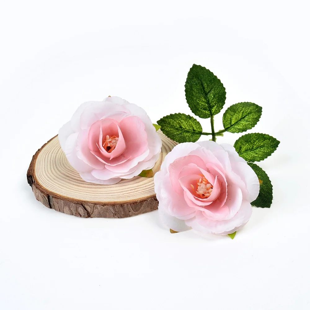10 шт. искусственный цветок из шелка чай Роза голова для свадьбы украшения для дома на Рождество DIY ВЕНОК скрапбук Подарочная коробка поддельный цветок - Цвет: Powder white