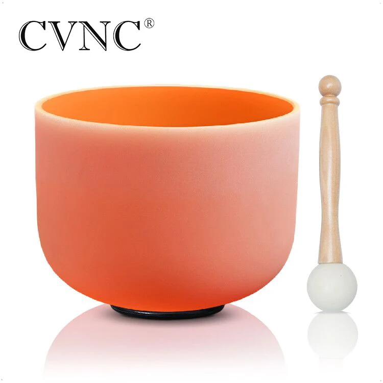 

CVNC 8/10/12" Note D Navel Chakra Frosted Quartz Crystal Singing Bowl 432Hz Free Shipping Cost