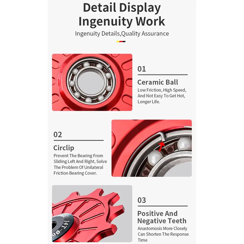 SPORTARC Roulement Céramique CNC Poulie Dérailleur Arrière 12/14T Roue Jockey