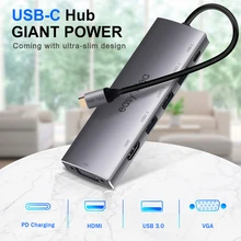 USB C концентратор type C концентратор адаптер Мульти USB 3,0 разветвитель USB-C концентратор HDMI VGA порт несколько USB 3,1 Hab расширитель для MacBook Pro