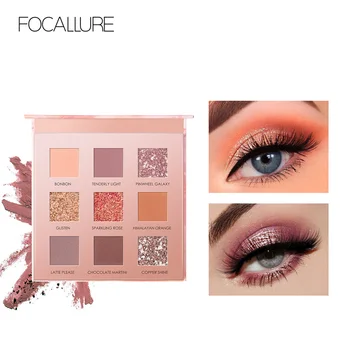 

FOCALLURE 9 Colors Sunrise Eyeshadow Palette Highly Pigmented Smooth Shades Glitter Eye Shadow Cosmetic Powder Eyeshadow