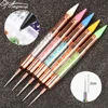 ANGNYA Rose Gold Dual Head Acrylic Metal Dotting Wax Pen Rhinestones Gem Picker Crystal Picking Nail Art Studs DIY Point Tools 1