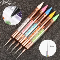 ANGNYA Rose Gold Dual Head Acrylic Metal Dotting Wax Pen Rhinestones Gem Picker Crystal Picking Nail Art Studs DIY Point Tools 1