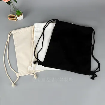 

DIY Solid Color Blank Canvas Bag Fashion Simple Drawstring Backpack Man And Women Hand-painted Beam Pocket