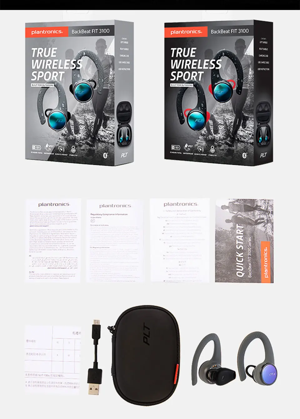 Беспроводные bluetooth-наушники Plantronics BackBeat FIT 3100 Ture, спортивные TWS наушники, стерео Бас-гарнитура, водонепроницаемая гарнитура с микрофоном