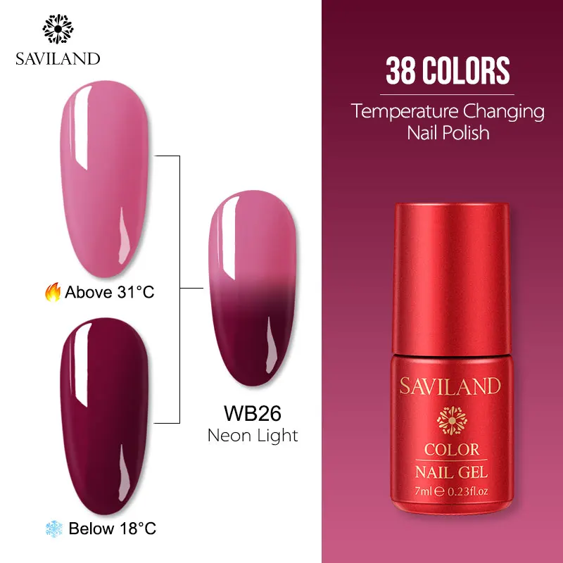 Saviland 15 мл Хамелеон цвета УФ Гель-лак для ногтей изменение температуры Цвет гель лак термо Полупостоянный Лаки лак для ногтей - Цвет: 7ml WB26