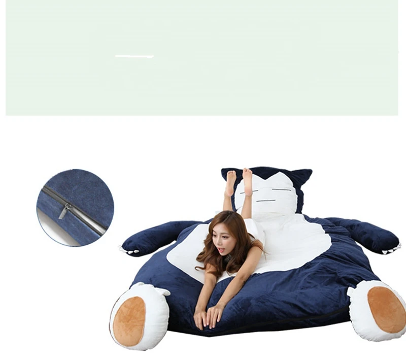 Japan anime Snorlax plush beanbag double bed cartoon tatami mattress cute creative bedroom sleeping mat temporary bed DY50340 (4)