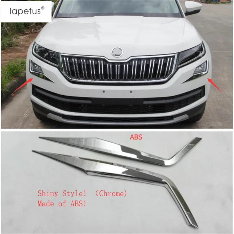 Lapetus Accessories Fit For Skoda Kodiaq Front Fog Lights Lamps Eyelid Eyebrow Strip Molding Cover Kit Trim / ABS - Цвет: Model B