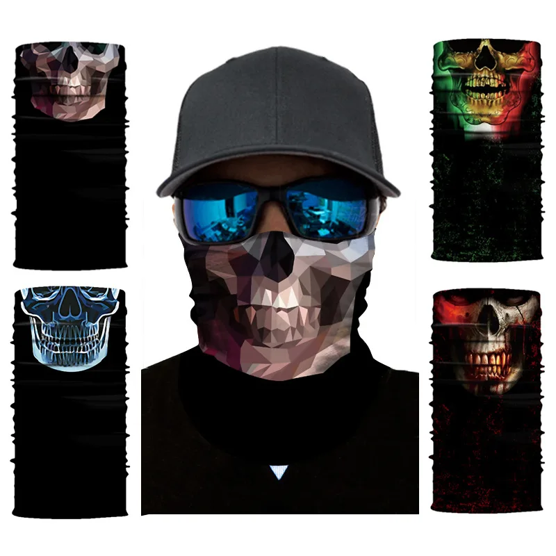 

3D Seamless Balaclava Magic Scarf Neck Face Mask Ghost Skull Skeleton Head Bandana Shield Headband Headwear Bandana Men Scarf