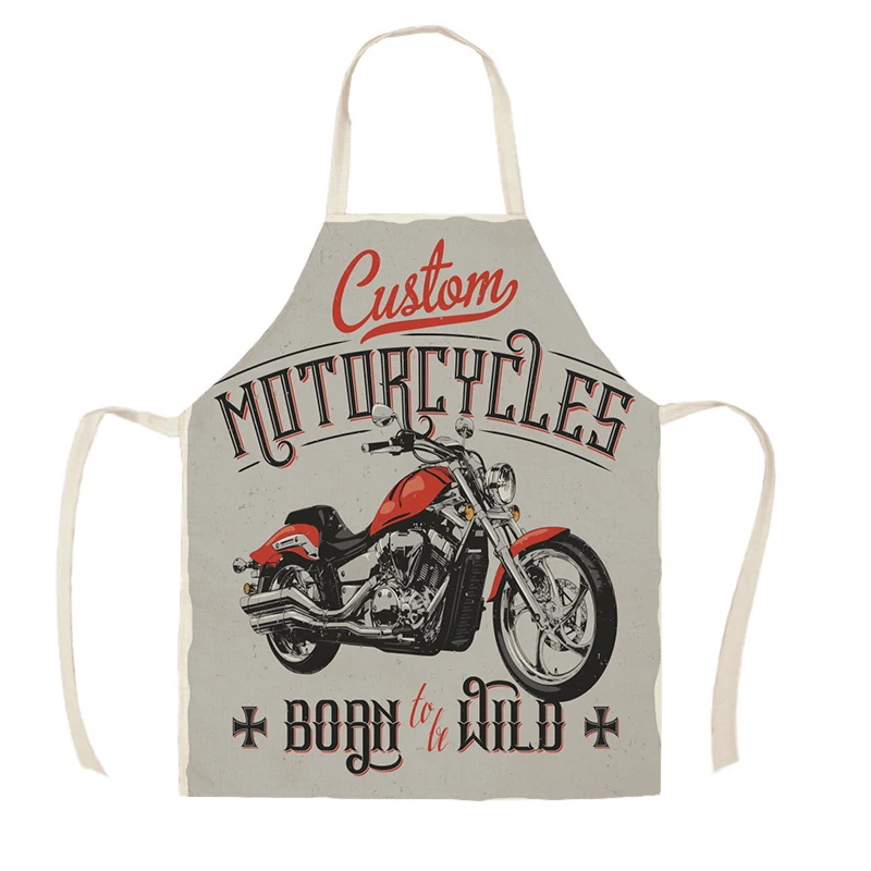 1Pcs Kitchen Apron American Style 19 Free Motorcycle Ride Die Printed Linen Aprons for Men Women Home Cleaning Tools WQ889