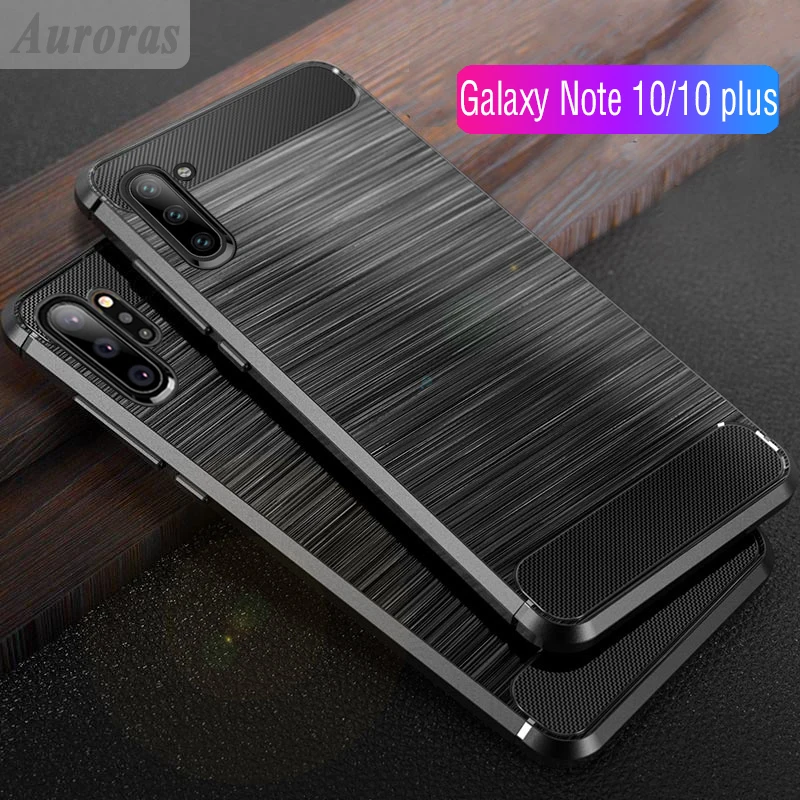 Мягкий чехол Auroras для Samsung Galaxy Note 10/10 plus противоударный из углеродного волокна с