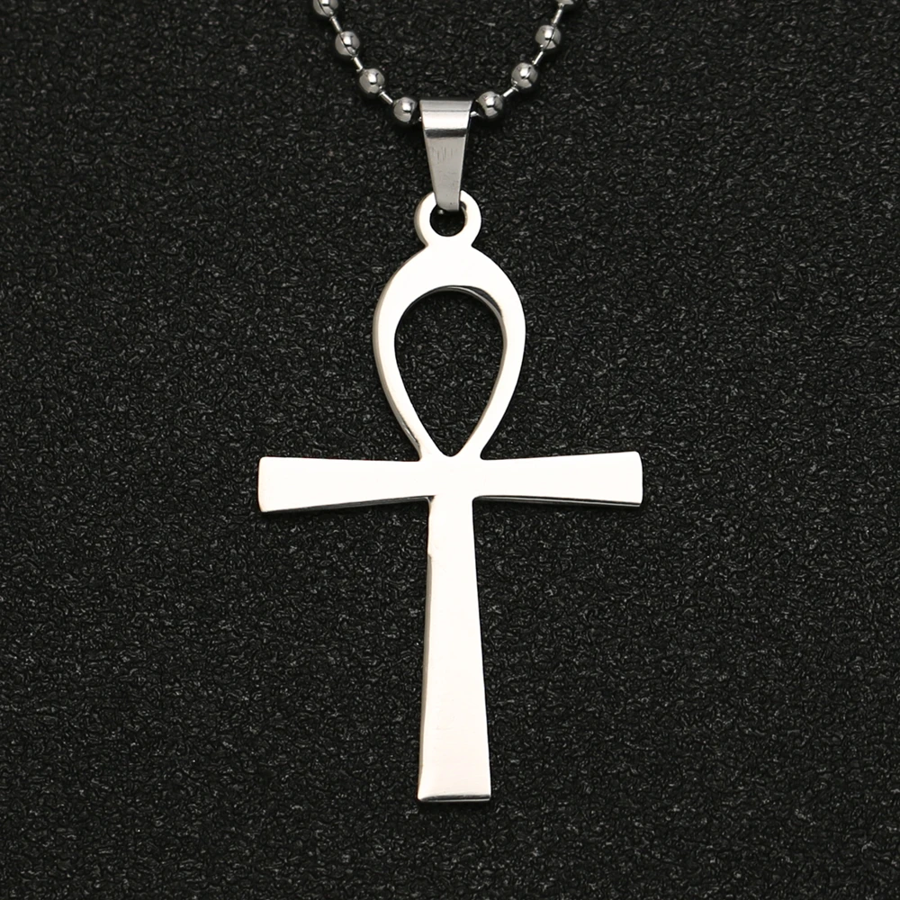 Ankh Cross Necklace Key of Life Amulet Ancient Egyptian Religion Symbol Silver Pendant New Stainless Steel Jewelry Men Wholesale