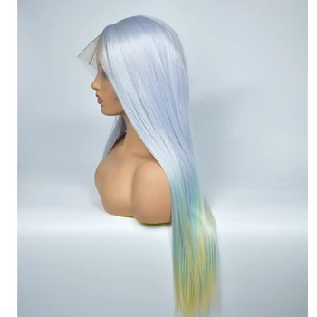 

3T Ombre Color Cosplay Lace Front Wig Styled Straight Synthetic Wig High Temperature Fiber Hand Tied Replacement for all Women