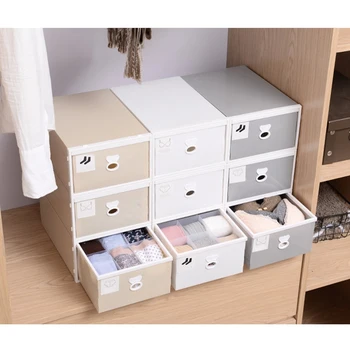 

Three-Piece Japanese Plastic Storage Box Drawer Underwear Storage Box Necktie Socks Underwear Clothing Organizer Container White