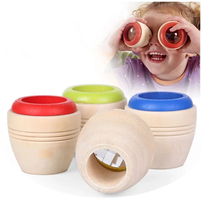 Wooden Educational Toy Magic Kaleidoscope Bee Eye Effect Multi Prism 1Pcs Kids Gift Learning Puzzle Children Toys Random Color 1