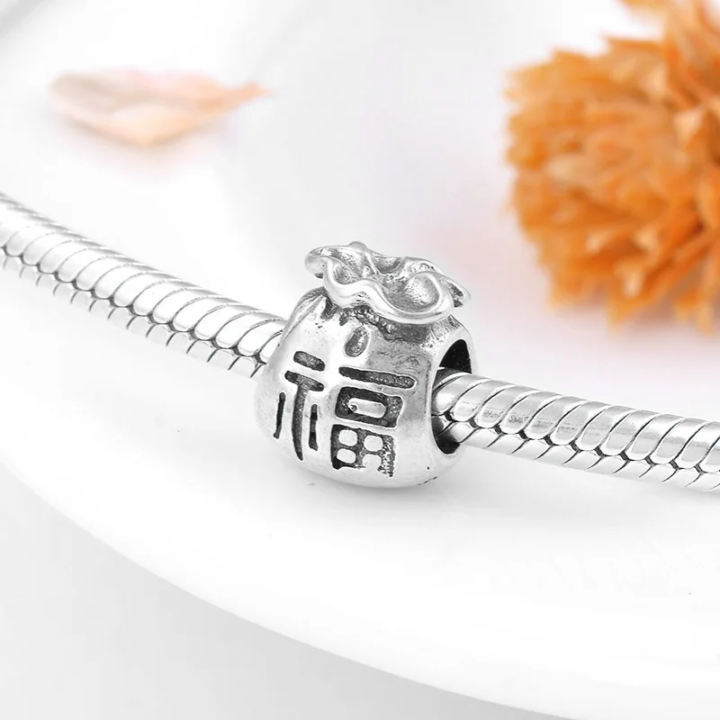 Мода 925 стерлингового серебра blessding счастливая сумка Форма Бусины Подходят Pandora браслет ювелирных изделий