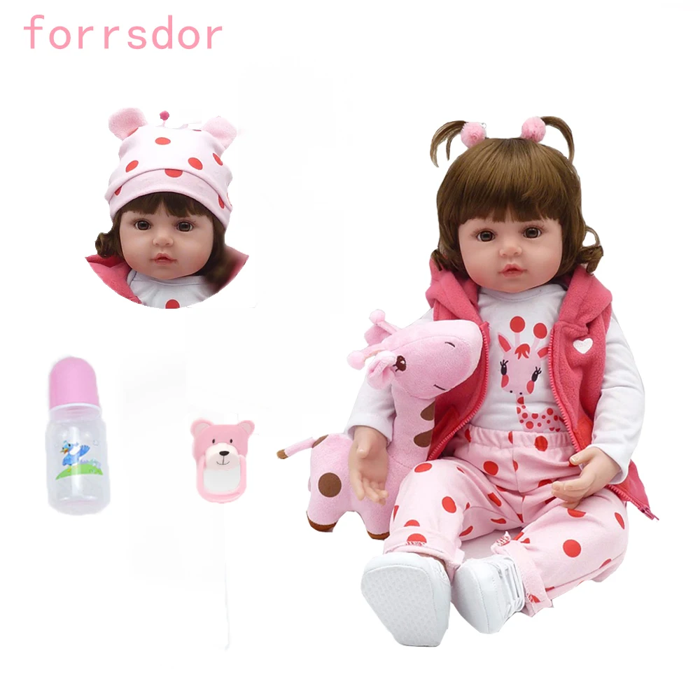 48cm Cute Red Giraffe Vinly Doll Realistic Reborn Dolls Baby Toy For Children  Lower Price Birthday Gift