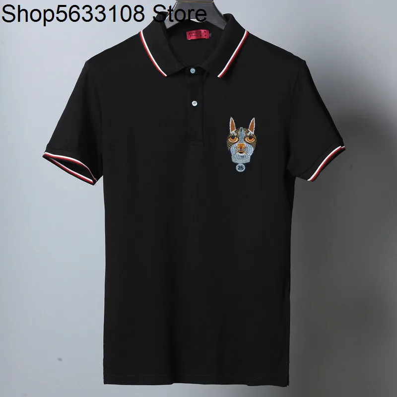 

Contrast Color Short Sleeve Fat T Shirt Extra Large Size Men's Wear Small Collar Slim Lapel Men Polo Shirt Plus Fat plus