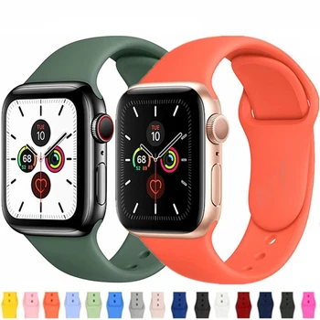 

Silicone Strap For Apple Watch band 44mm 42mm 40mm 38mm Sport watchband bracelet iWatch for apple watch series 6 5 4 3 44 mm