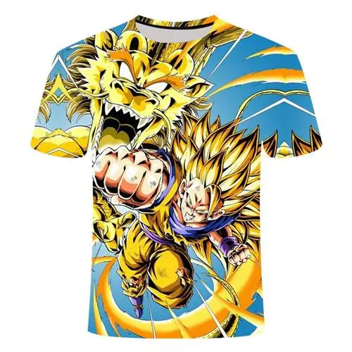 Новинка, футболка с драконом и шариком, Супер Saiyan Dragon Ball Z Dbz Son, футболка Goku Japan Vegeta, уличная, белая, Азиатский Размер 6XL - Цвет: Шампанское