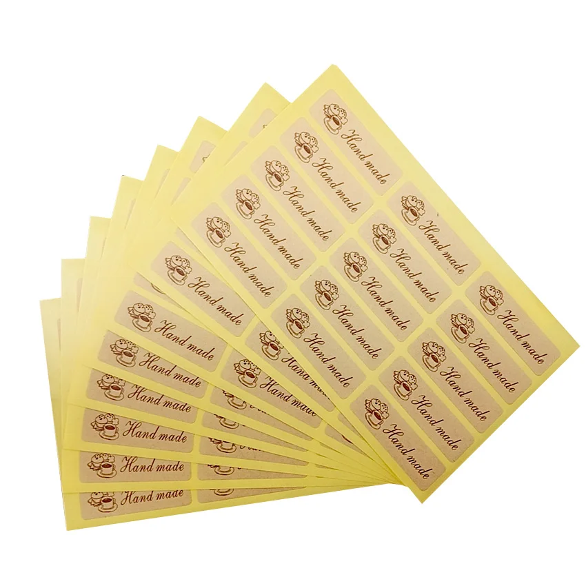 

1200pcs/lot Kraft "Hand Made"DIY Decorative Seal Sticker Adhesive Scrapbook Package Label For Baking Handmade Products Wholesale