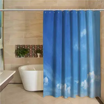 

Sky 3D Printed Shower Curtain Blue Sky Inspirational Sun Rays and Clouds Weather Environment Themed Idyllic Image Hotel Quality