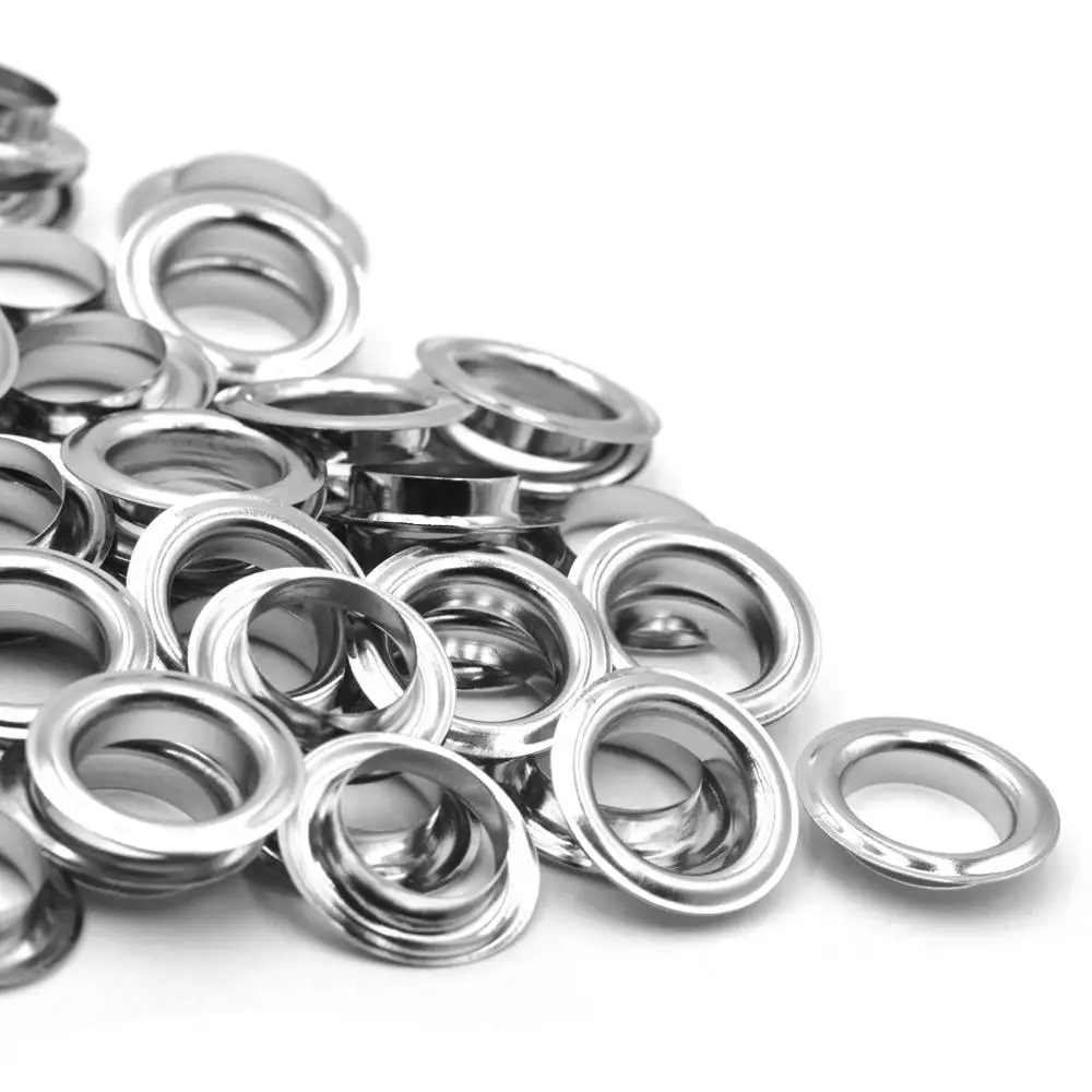 Eyelet Grommet Ring Kit 30sets 12mm 14mm Brass Material Silver Flat Edge Grommet Eyelet With Washer Fit Leather DIY Craft Shoes Belt Cap Accessories